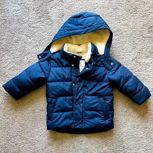 Gap Boys Sherpa Lined Blue Puffer Jacket 18-24 Months